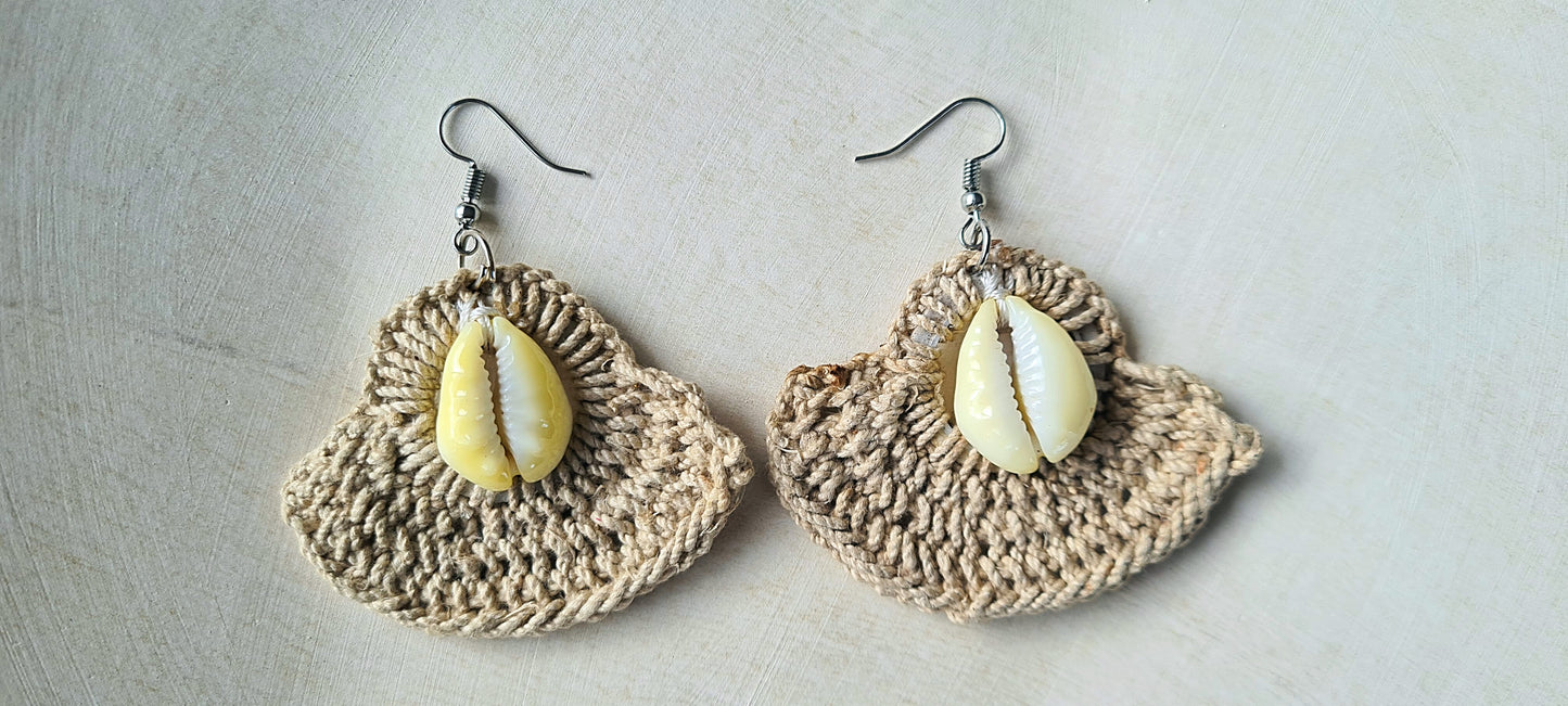 Sepik Cowrie Earrings - Coastal Fan