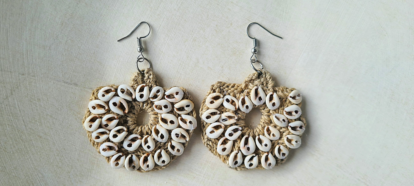 Sepik Tabu Shell Cluster Earrings