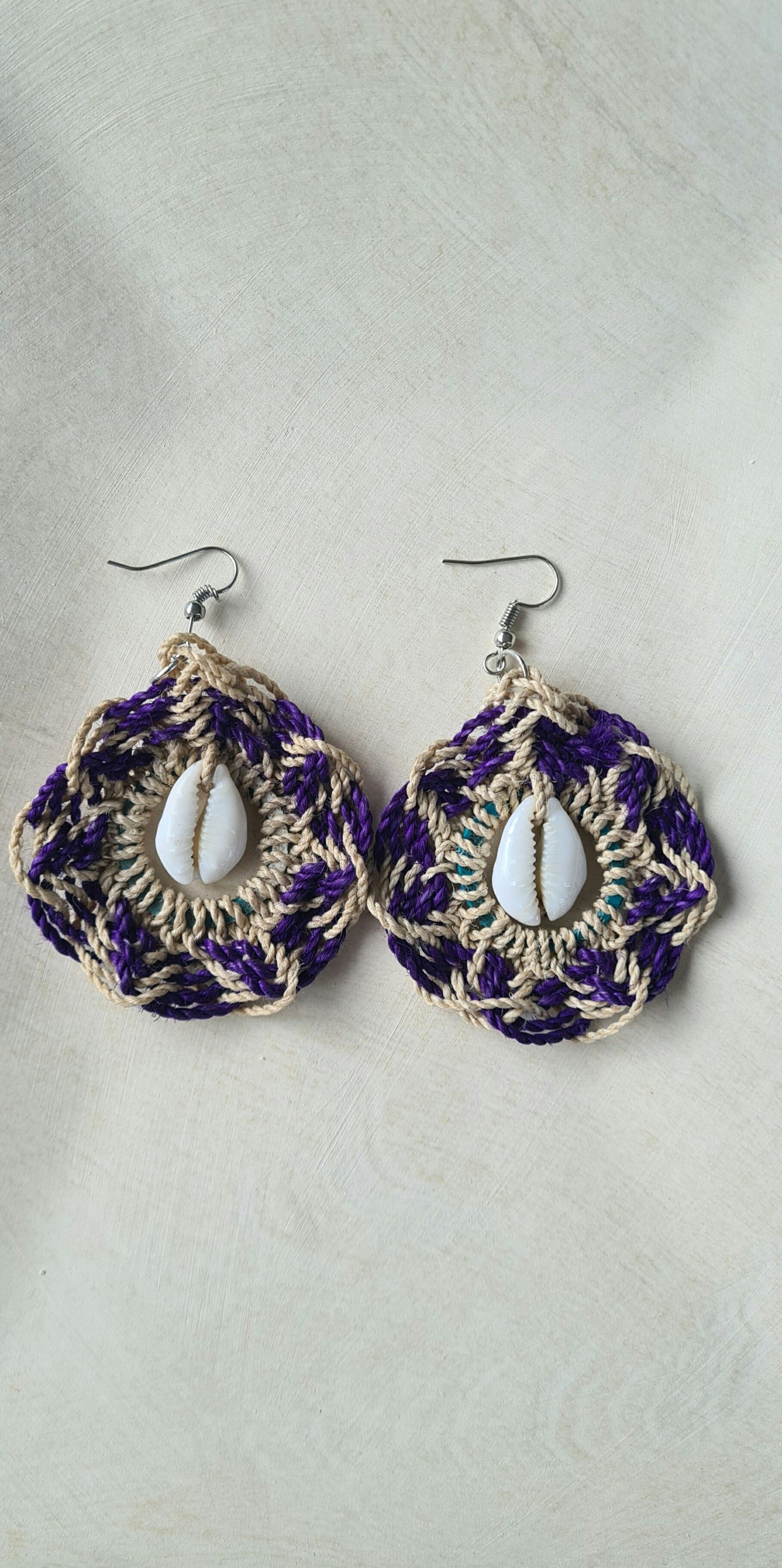 Sepik Cowrie Earrings - Indigo Round